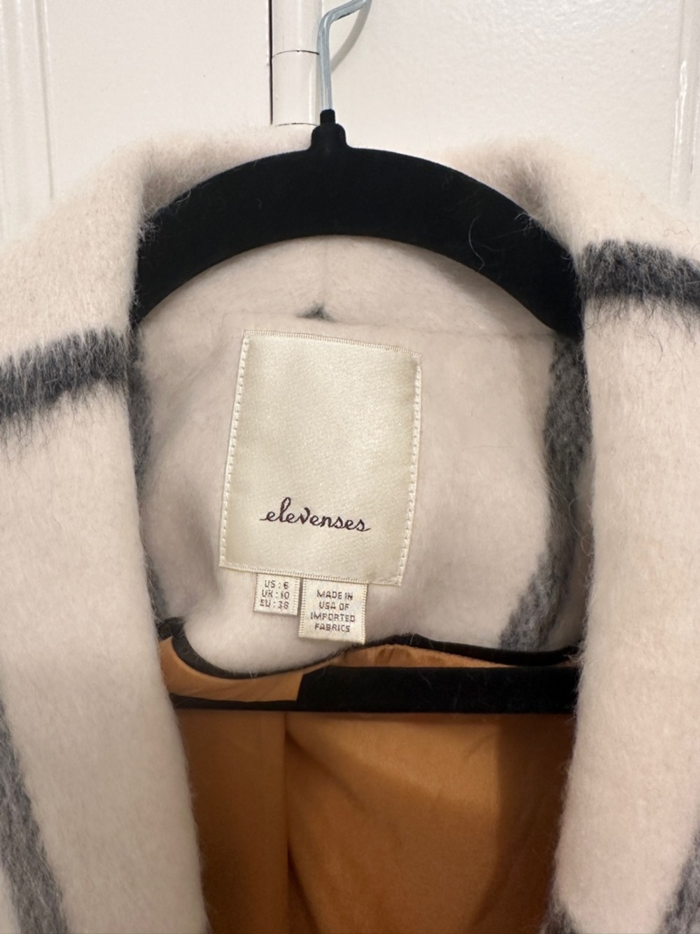 elevenses Cream and Black Windowpane Shawl-Collar Trench Coat - Picture 8 of 12